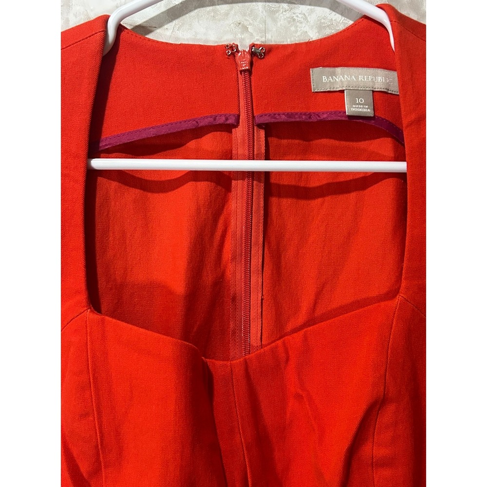 Banana Republic Red Sheath Dress Square Neck Cap Sleeve Size 10 Cocktail Work - Picture 3 of 8